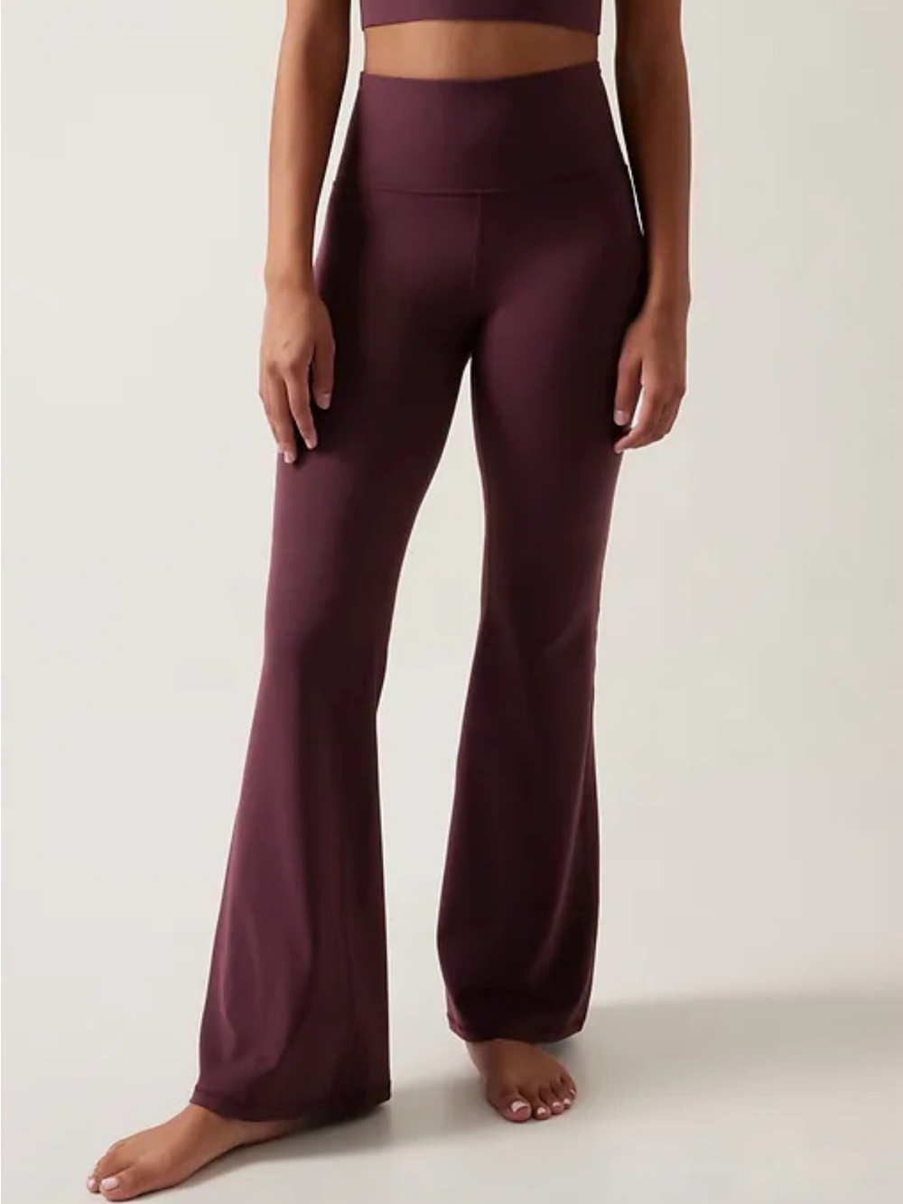 Athleta Elation Ultra High Rise Flare Pants Medium Burgundy Purple 30” Inseam